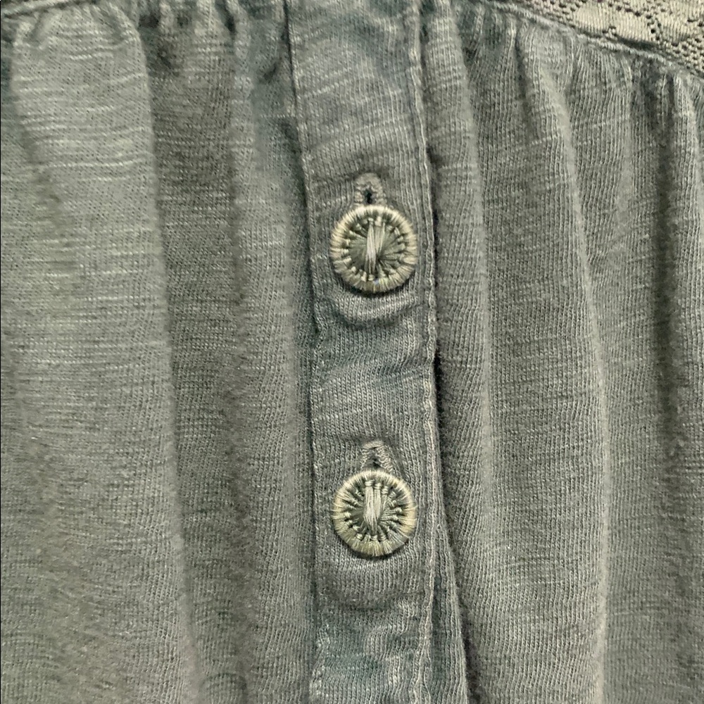 Sundance Green Boho Lace Panels Button Neck Tank Top Size Small - Picture 3 of 9